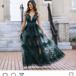 “In any event” hunter green dress
